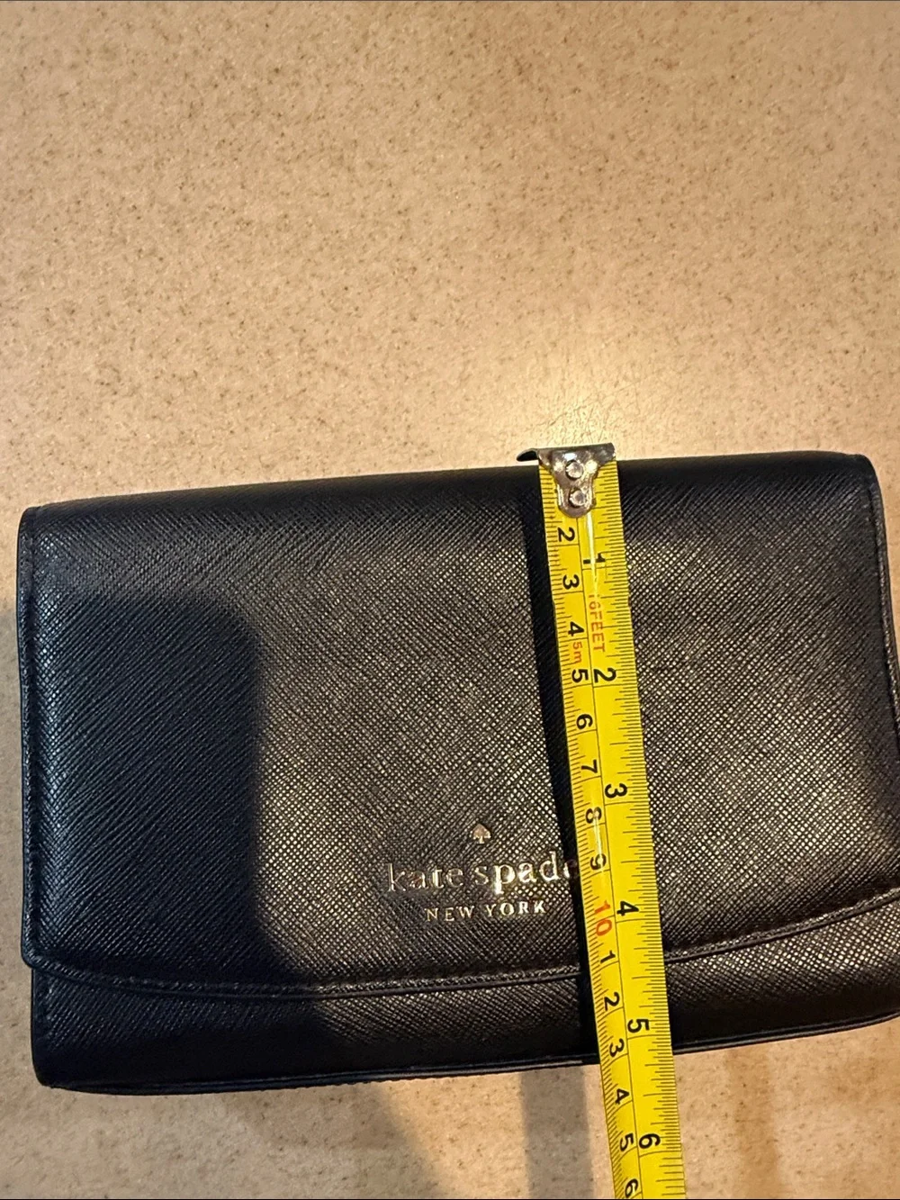 Kate Spade Black Crossbody Wallet (missing strap)- Gold Logo